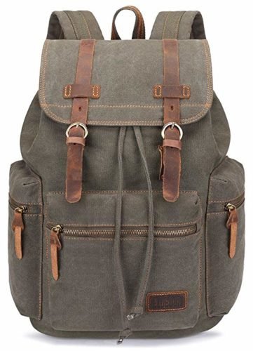 BLUBOON Canvas Vintage Backpack Leather Casual Bookbag Men Women Laptop Travel Rucksack