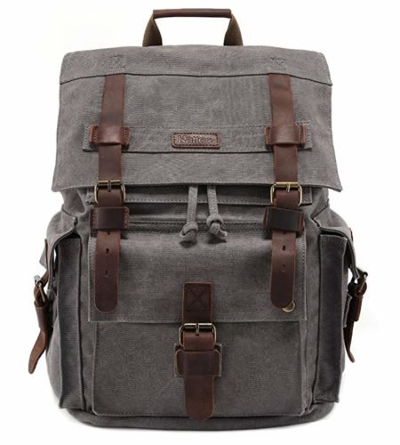 Kattee Men’s Leather Canvas Backpack